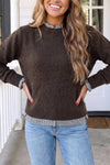 LAS-LIVE Contrast Plaid Ruffle Trim Pullover Sweater (S-XL)