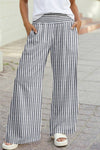 Coastal Vertical Striped Smocked Wide-Leg Pants