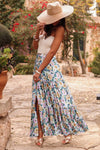 Bohemian Floral Print Tiered Maxi Skirt