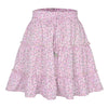 Elastic waist tiered floral mini skirt