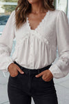 Floral Guipure Lace Patchwork Frilled Blouse