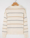 Lily Multicolor Striped Buttoned Front V Neck Cardigan