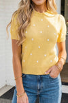 LAS Elegant Polka Dot Bubble Short Sleeve Sweater (S-XL)