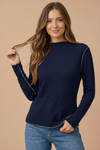 Soft Frilled Mock Neck Hacci Knit Top