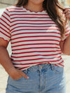 Scalloped Trim Round Neck Summer T Shirt | S-4X