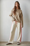 L8552 | Knit Cotton French Terry Side Contrast Trim Pants