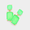 Square Rectangle Glass Stone Link Dangle Evening Earrings