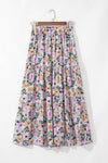Bohemian Floral Print Tiered Maxi Skirt