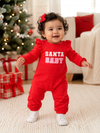 Santa Baby Red/Pink / Organic Long Sleeve Ruffle Jumpsuit