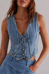 Button-Front V-Neck Vest