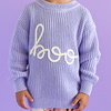 Boo Purple SWEATER Solid Knit Halloween Toddler Kids Top