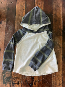  Striped Sleeve Long Sleeve Hoodie- Girls