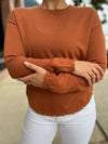 Crew-Neck Drop-Shoulder Sweater with Frayed Edge Details