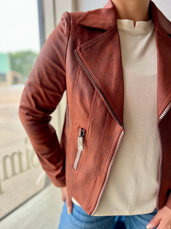 Self Fabric Moto Jacket With Zipper