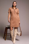 Faux Suede Dress w/Front Pocket Eyelet Detail & Pockets
