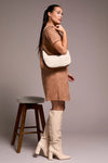 Faux Suede Dress w/Front Pocket Eyelet Detail & Pockets