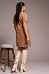 Faux Suede Dress w/Front Pocket Eyelet Detail & Pockets