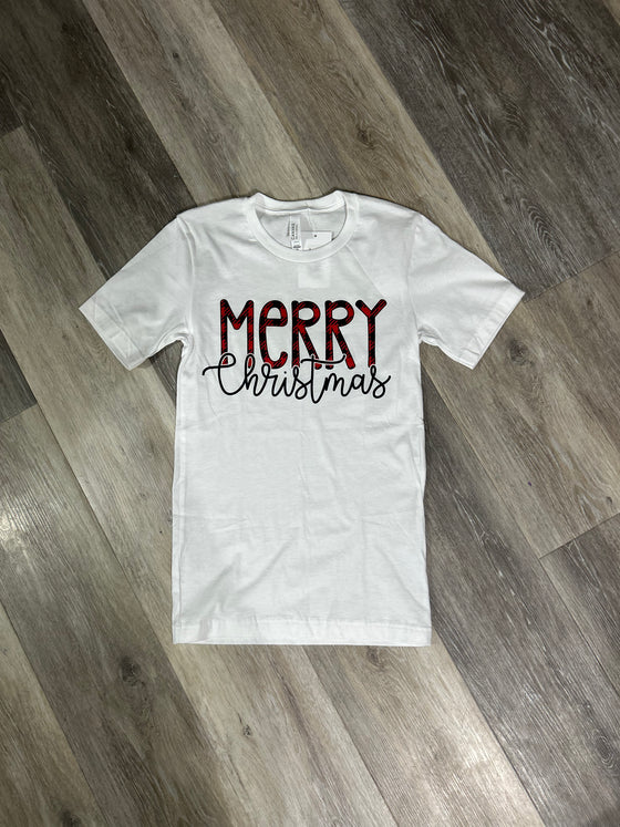Plaid "Merry Christmas" Tee