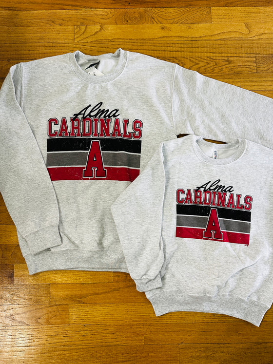 CARDINAL Distressed Team Stripe Sweatshirt