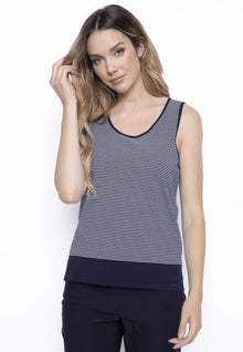  Deep Navy Knitted Stripe Tank