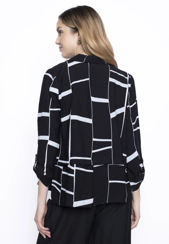 Button Front Jacket, Black/White