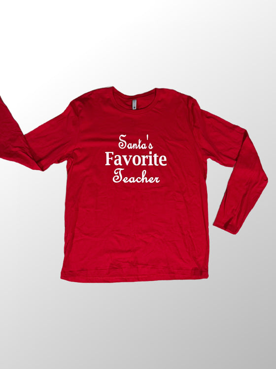 Santa's Favorite Teacher Long Sleeve Shirt - Adult