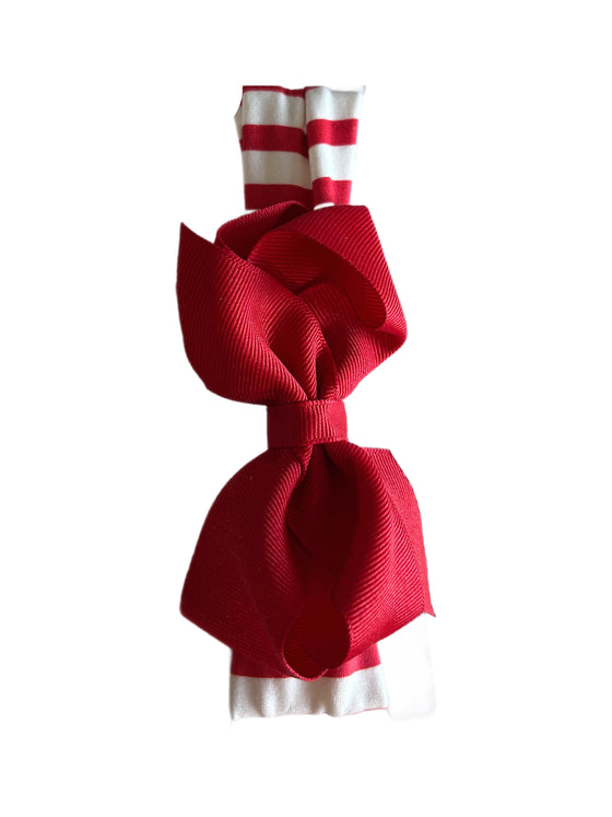 Wee Ones Red/White Striped Headband w/Red Bow