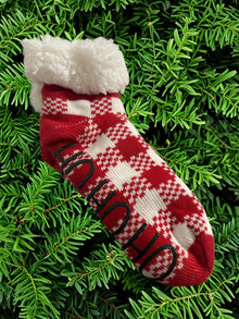  Genevieve Red/White Plaid "Ho Ho Ho" Socks