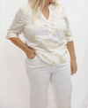 Gold Embroidered Roll-up Pop-over Blouse