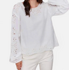 Long Sleeve Crew Neck Eyelet Blouse