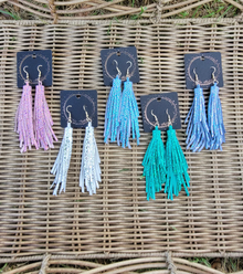  Splatter Tassle Leather Earrings