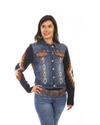 Scully Aztec Embroidered Denim Jacket w/Sweater Sleeve