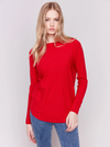 Round Hem Sweater w/Front Pockets & Sleeve Lacing Detail