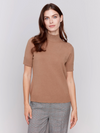 Mock-Neck Short-Sleeve Light Weight Sweater