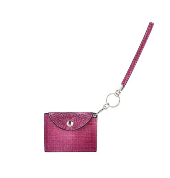 Rhinestone Key Chain Wristlet Card Holder
