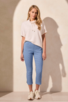 Short Sleeved Funnel Neck Top w/Drawcord