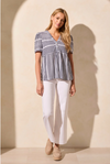 Short Sleeve Flare Top w/Buttons