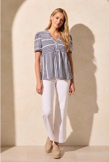  Short Sleeve Flare Top w/Buttons