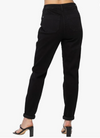 High Waist Jet Black Double Roll Cuff Jogger