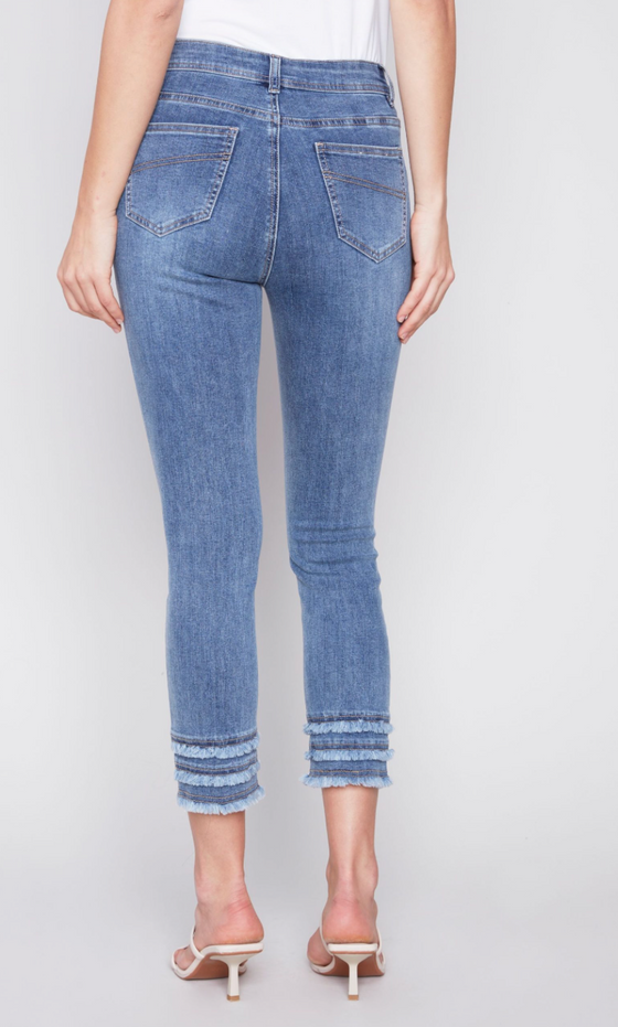 Charlie B Frayed Hem Ankle Leg Jean