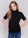 Mock-Neck Short-Sleeve Light Weight Sweater