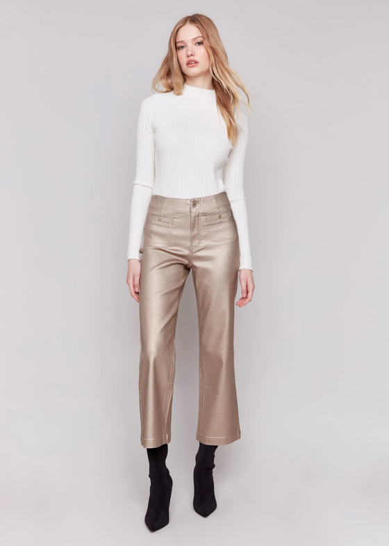 Shimmery Twill Pull On Pant w/Welt Pocket