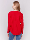 Round Hem Sweater w/Front Pockets & Sleeve Lacing Detail