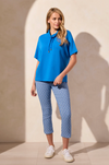 Short Sleeved Funnel Neck Top w/Drawcord