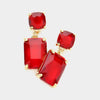 Square Rectangle Glass Stone Link Dangle Evening Earrings