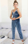 Blue-Grey Velvet Velour Dreamy Pajama Set