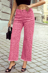 Leopard Frayed Edge Wide Leg High Waist Jeans