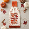 Give Thanks With A Grateful Heart Message Pumpkin Cornucopia Button Loop Hanging Kitchen Towel