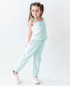 Tween Girls Vintage Aqua Stripe Terry Knit Tie Tank