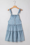 Light Wash Tiered Flowy Overall Denim Dress